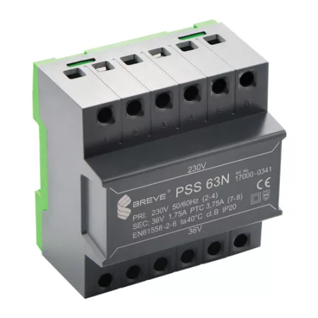 Breve Tufvassons PSS 63N 230/36V 63VA DIN sínes transzformátor Breve Tufvassons PSS 63N 230/36V 63VA DIN sínes transzformátor