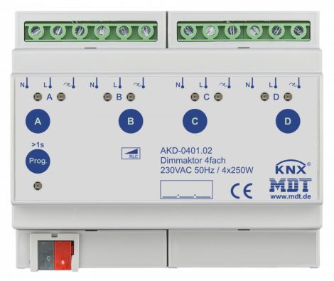 MDT AKD-0401.02 4x230VAC 1A Phase cutting KNX Dimmer actuator