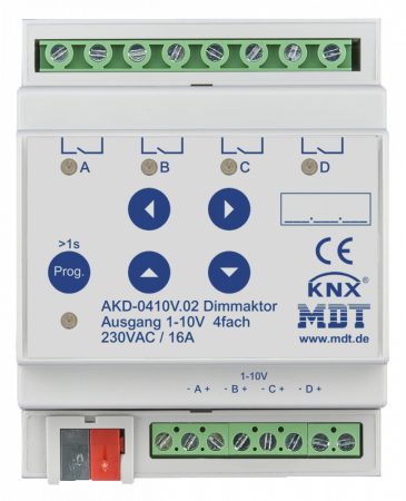 MDT AKD-0410V.02 4x230VAC 16A 1-10V KNX Dimmer actuator