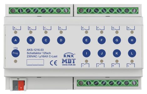 MDT AKS-1216.03 12x230VAC 16A KNX Kapcsoló aktor