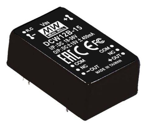 MEAN WELL DCW12B-05 2 output DC/DC converter; 12W; 5V 1,2A; -5V -1,2A; 1,5kV isolated
