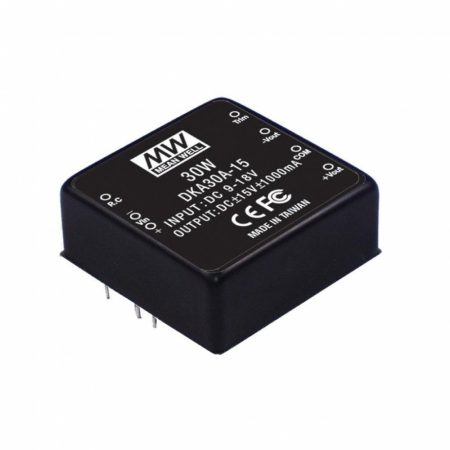 MEAN WELL DKA30A-05 2 kimenetű DC/DC konverter; 25W; 5V 2,5A; -5V -2,5A; 1kV szigetelt