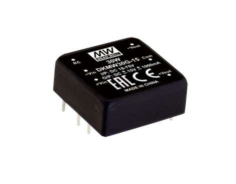 MEAN WELL DKMW30G-12 2 kimenetű DC/DC konverter; 30W; 12V 1,25A; -12V A; 1,5kV szigetelt