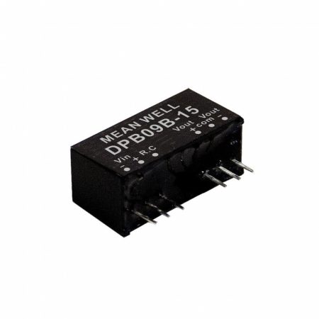 MEAN WELL DPB09C-15 2 kimenetű DC/DC konverter; 9W; 15V 300mA; -15V -300mA; 1,5kV szigetelt