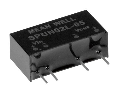 MEAN WELL DPUN02N-12 2 kimenetű DC/DC konverter; 2W; 12V 83mA; -12V -83mA; 3kV szigetelt