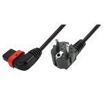 IEC Lock EL447S 1m Black angled power cord, Left