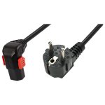 IEC Lock EL449S 1m Black angled power cord, Down
