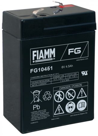 FIAMM FG10451 6V 4,5Ah Ipari zárt (zselés) ólomakkumulátor