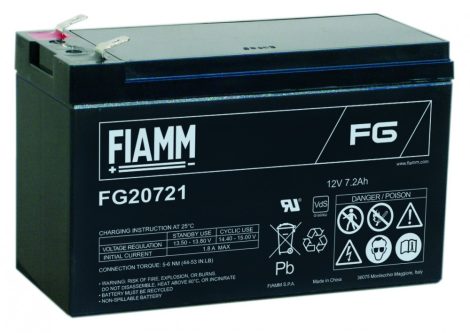 FIAMM FG20721 12V 7,2Ah Ipari zárt (zselés) ólomakkumulátor