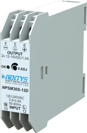 NEXTYS NPSM30S-12D 30W; 12V 1A; 12V 1A power supply