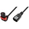 IEC Lock PC2043 1m Black angled power cord, Up IEC Lock PC2043 1m Black angled power cord, Up