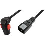 IEC Lock PC2044 1m Black angled power cord, Down
