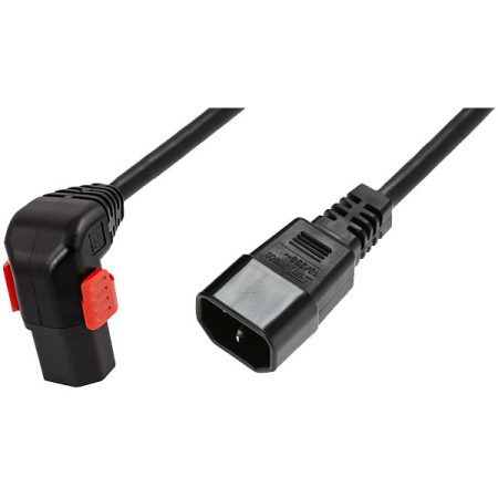 IEC Lock PC2052 3m Black angled power cord, Down