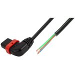 IEC Lock PC2054 1m Black angled power cord, Left
