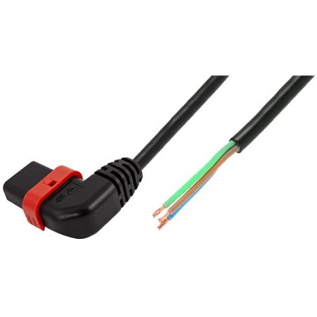 IEC Lock PC2054 1m Black angled power cord, Left