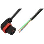 IEC Lock PC2057 2m Black angled power cord, Right