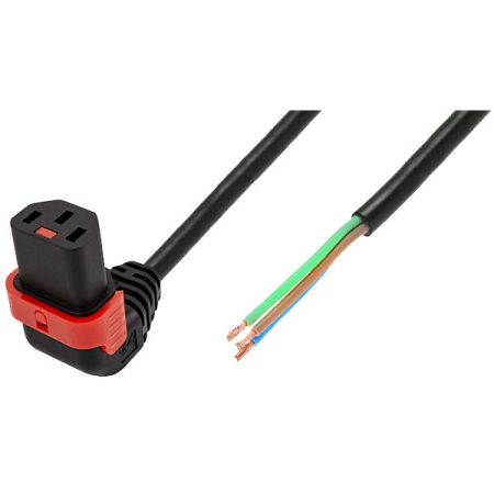 IEC Lock PC2059 2m Black angled power cord, Up