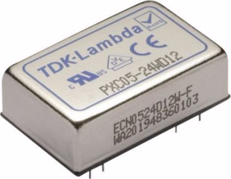 TDK-Lambda PXC05-24WD05 2 kimenetű DC/DC konverter; 5W; 5V 500mA; -5V -500mA; 1,6kV szigetelt