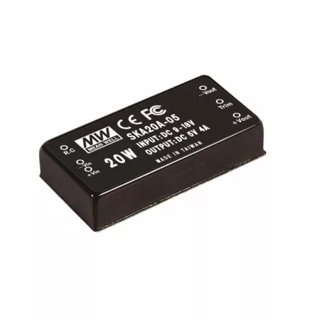 MEAN WELL SKA20C-12 1 kimenetű DC/DC konverter; 20W; 12V 1,66A; 1kV szigetelt