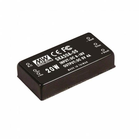 MEAN WELL SKA20A-12 1 output DC/DC converter; 20W; 12V 1,66A; 1kV isolated