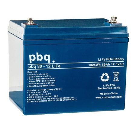 pbq LF 80-12 LiFePO4 12V 80Ah lítium-vas-foszfát akkumulátor